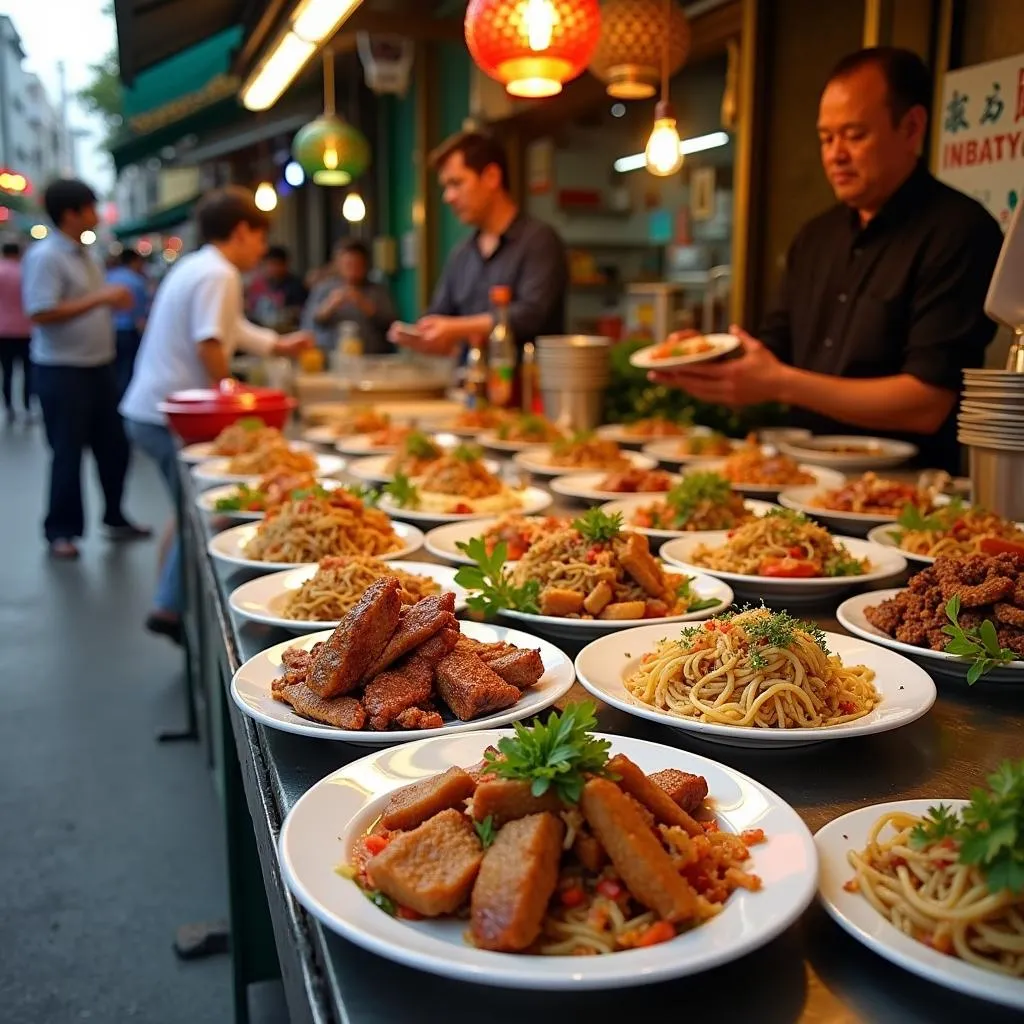 Hanoi Street Food Stall with Gout-Friendly Options