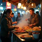 Delicious street food stall in Hanoi