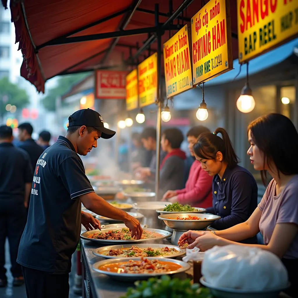 Hanoi street food stall selling postpartum dishes