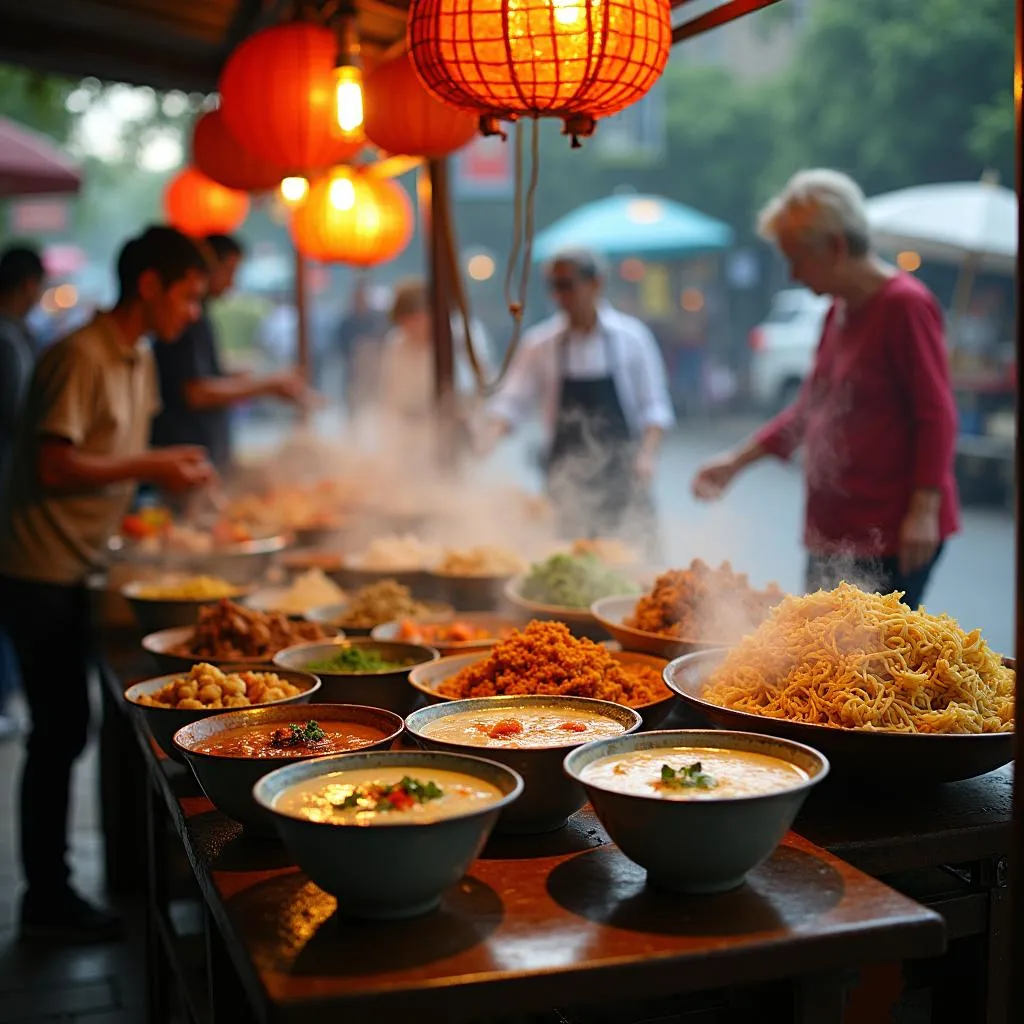 Hanoi street food stalls