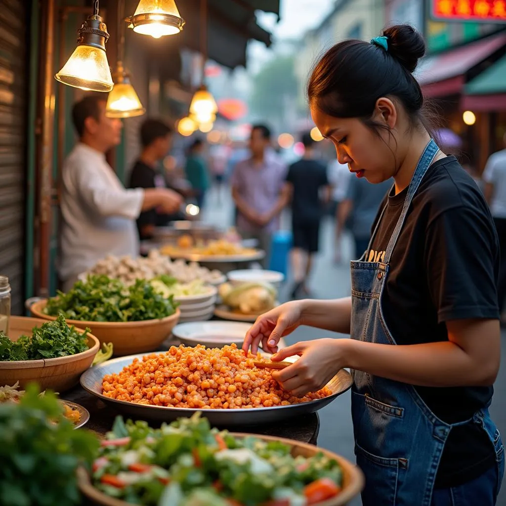 Street food vendor in Hanoi Old Quarter