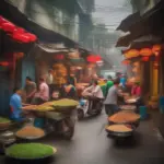 Street food vendors in Hanoi's Old Quarter