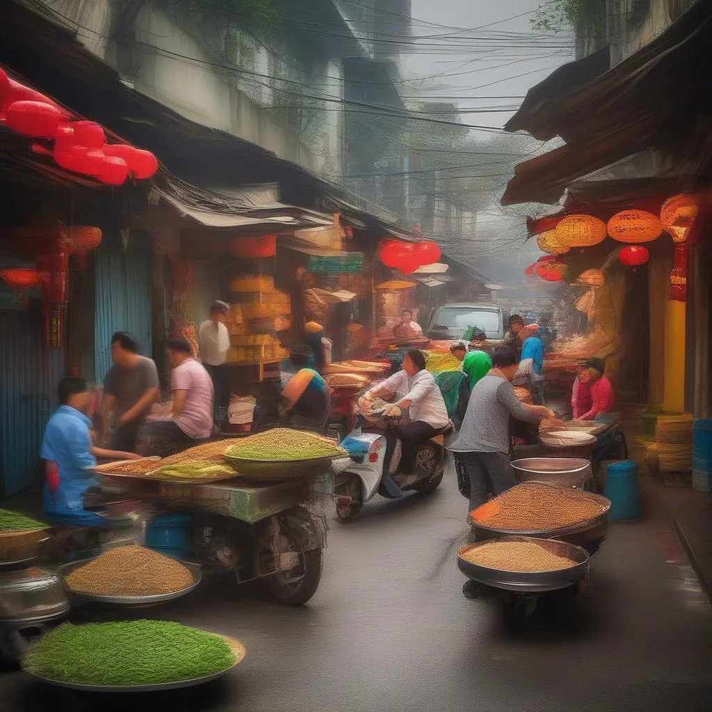 Street food vendors in Hanoi's Old Quarter