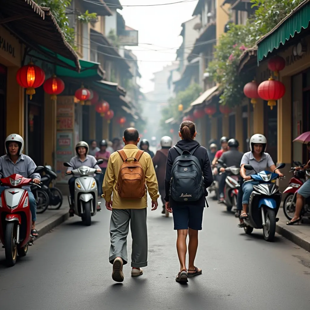 Busy street life in Hanoi's Old Quarter