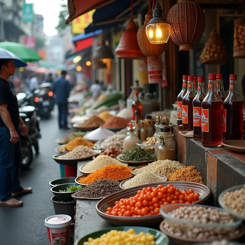 Hanoi street market vendors