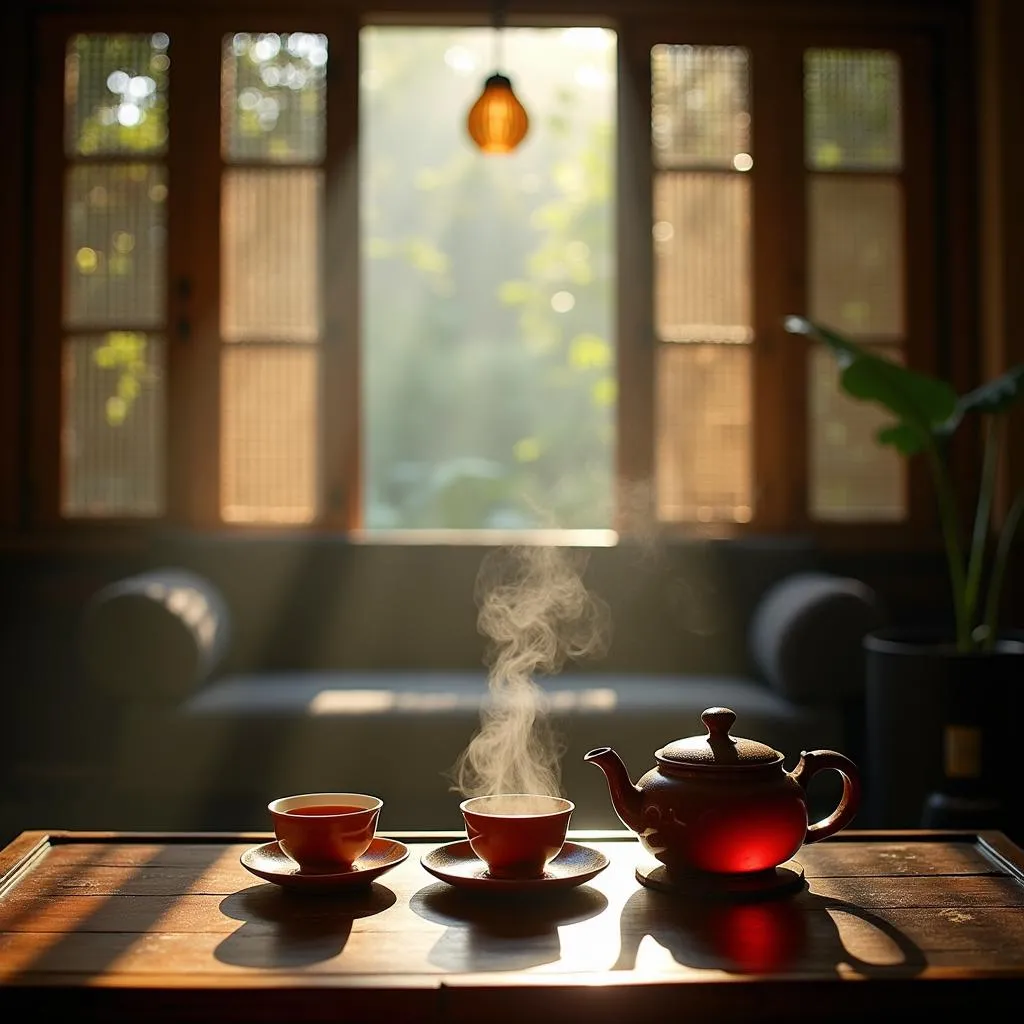 Relaxing with Brown Rice Tea in a Hanoi Tea House