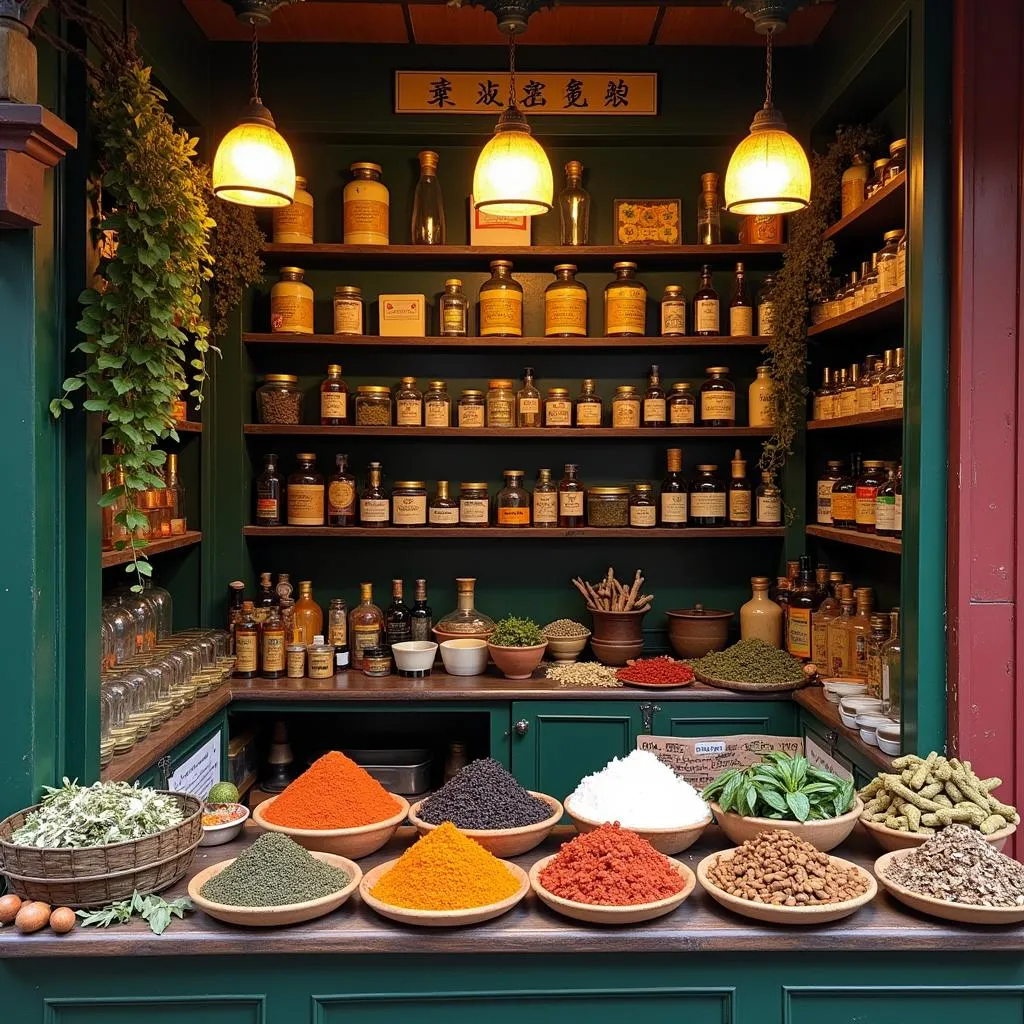 Traditional Vietnamese medicine shop in Hanoi old quarter