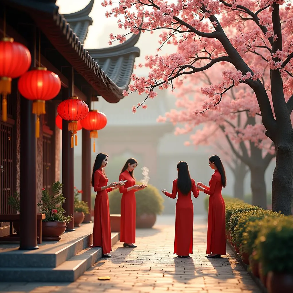 Hanoi tranquil temple during Tet