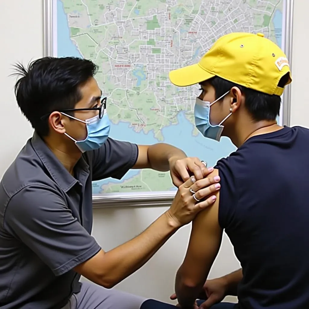 Traveler Receiving Hepatitis B Vaccine in Hanoi