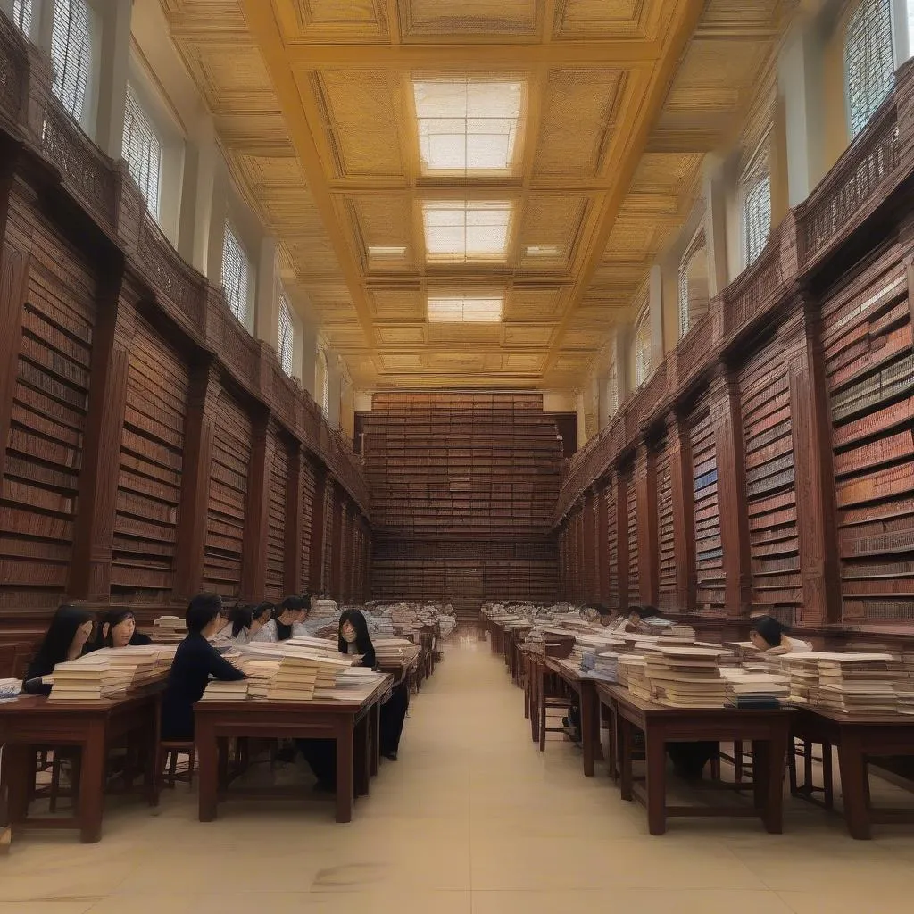 Students studying in Hanoi University Library