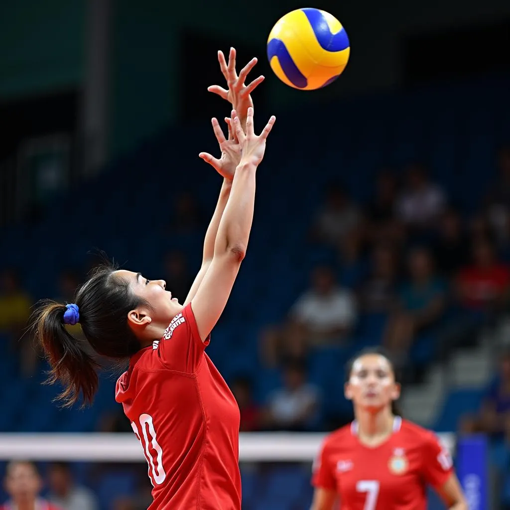 Hanoi Volleyball Player Executes Powerful Spike