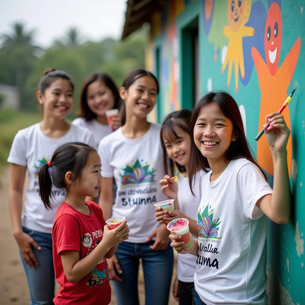 Volunteers working on a community project in Hanoi