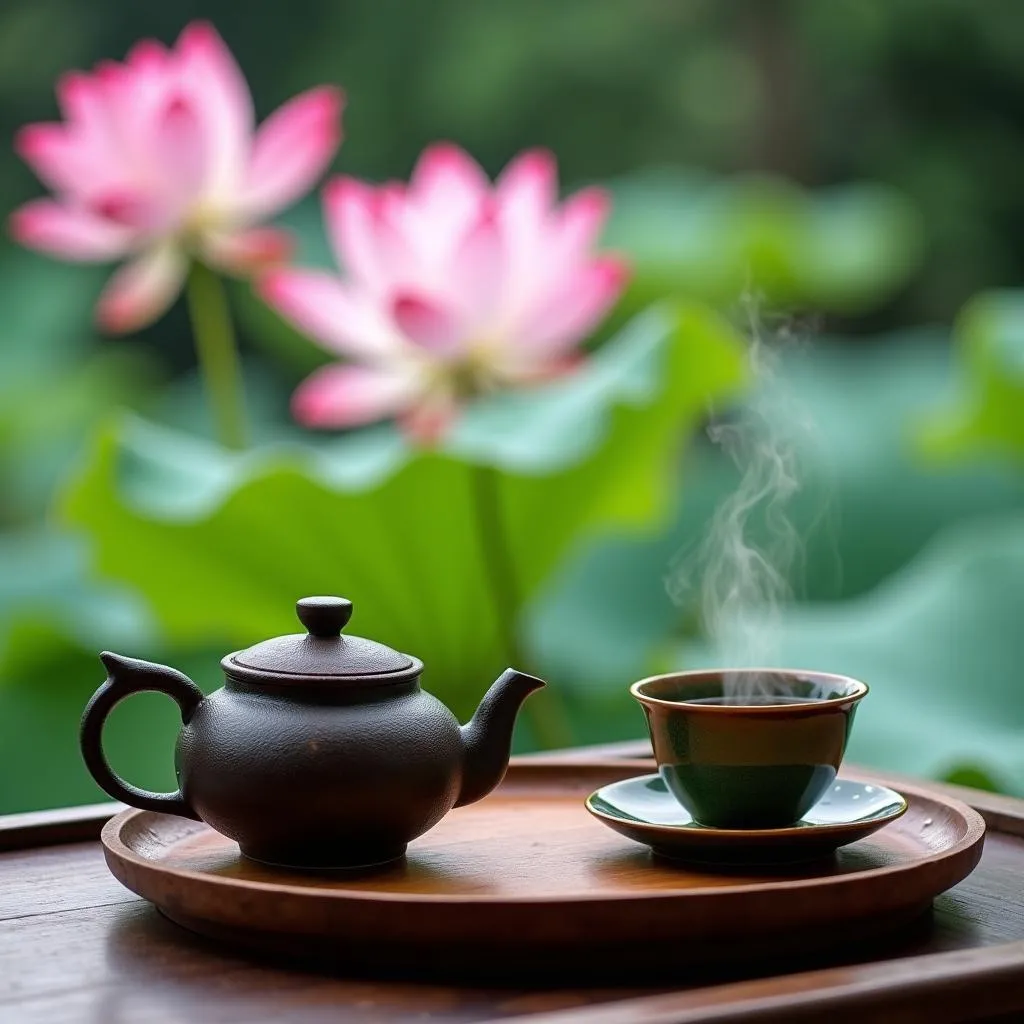 Traditional Vietnamese tea ceremony with lotus tea in Hanoi