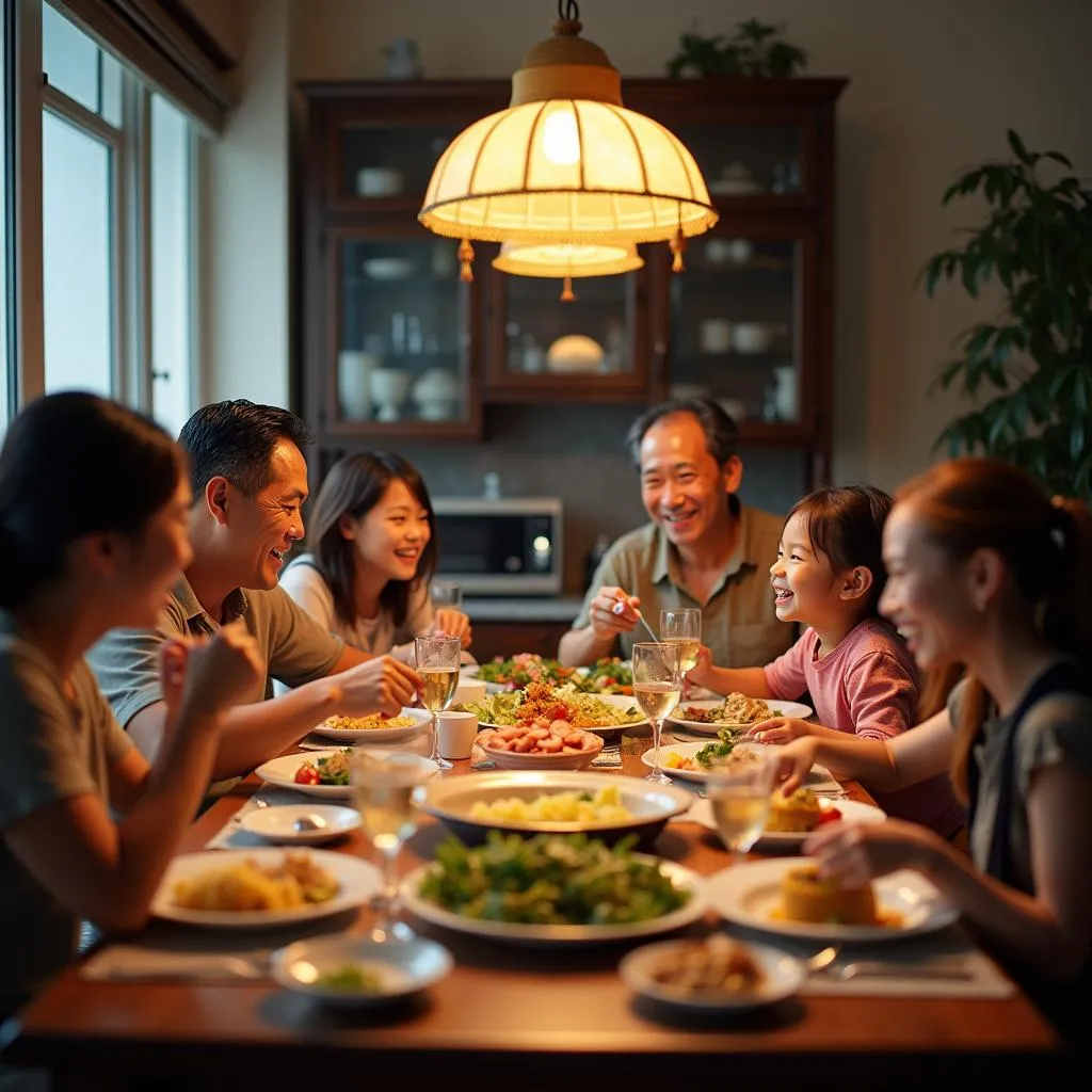 A Hanoian family enjoying a meal together