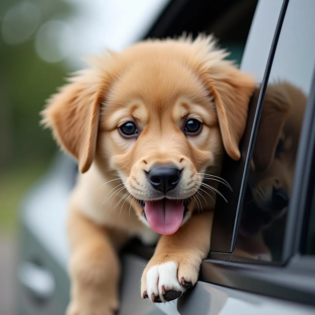 Happy Puppy on a Car Ride