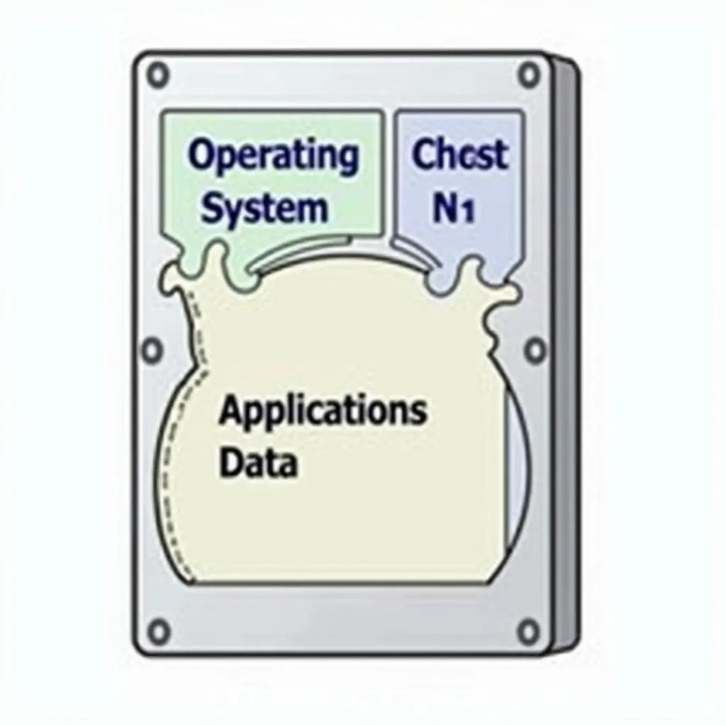 Illustration of a partitioned hard drive