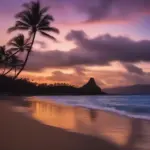 Hawaiian beach at sunset