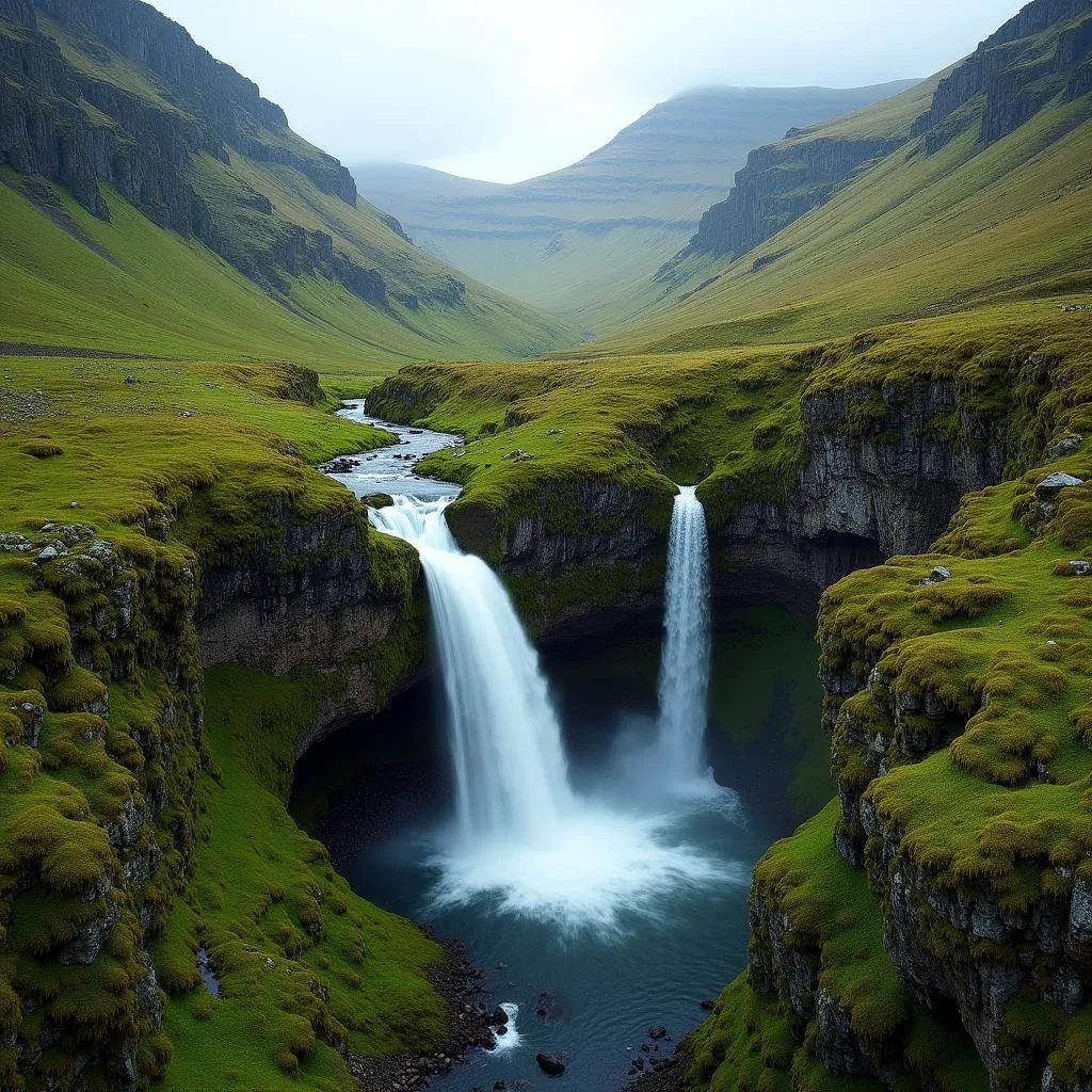 Discovering a serene waterfall amidst the Scottish Highlands