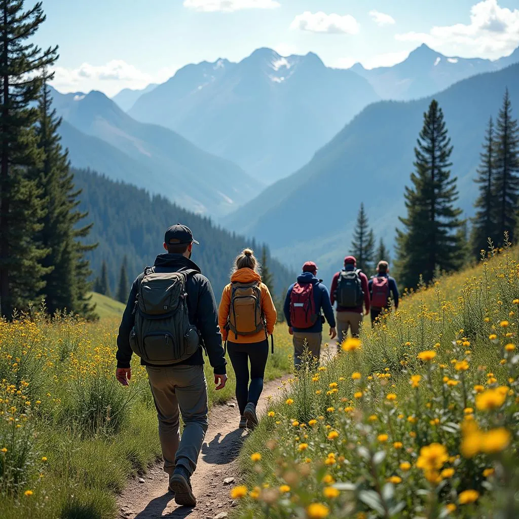 Hikers on Mountain Trail