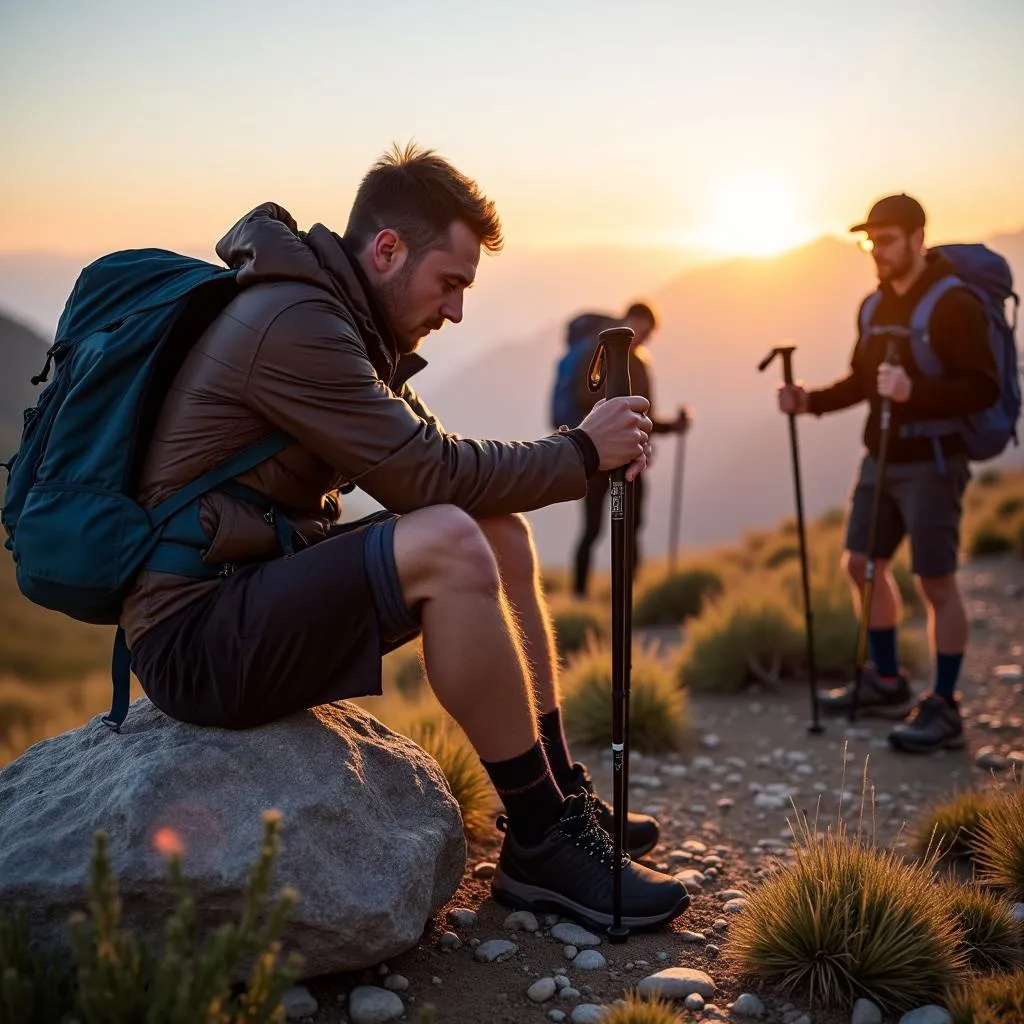 Injured hiker on mountain