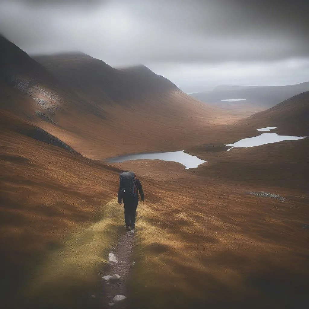 Hiker in the Scottish Highlands