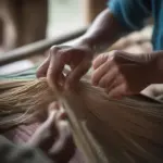 Himalayan goat pashmina scarf being woven