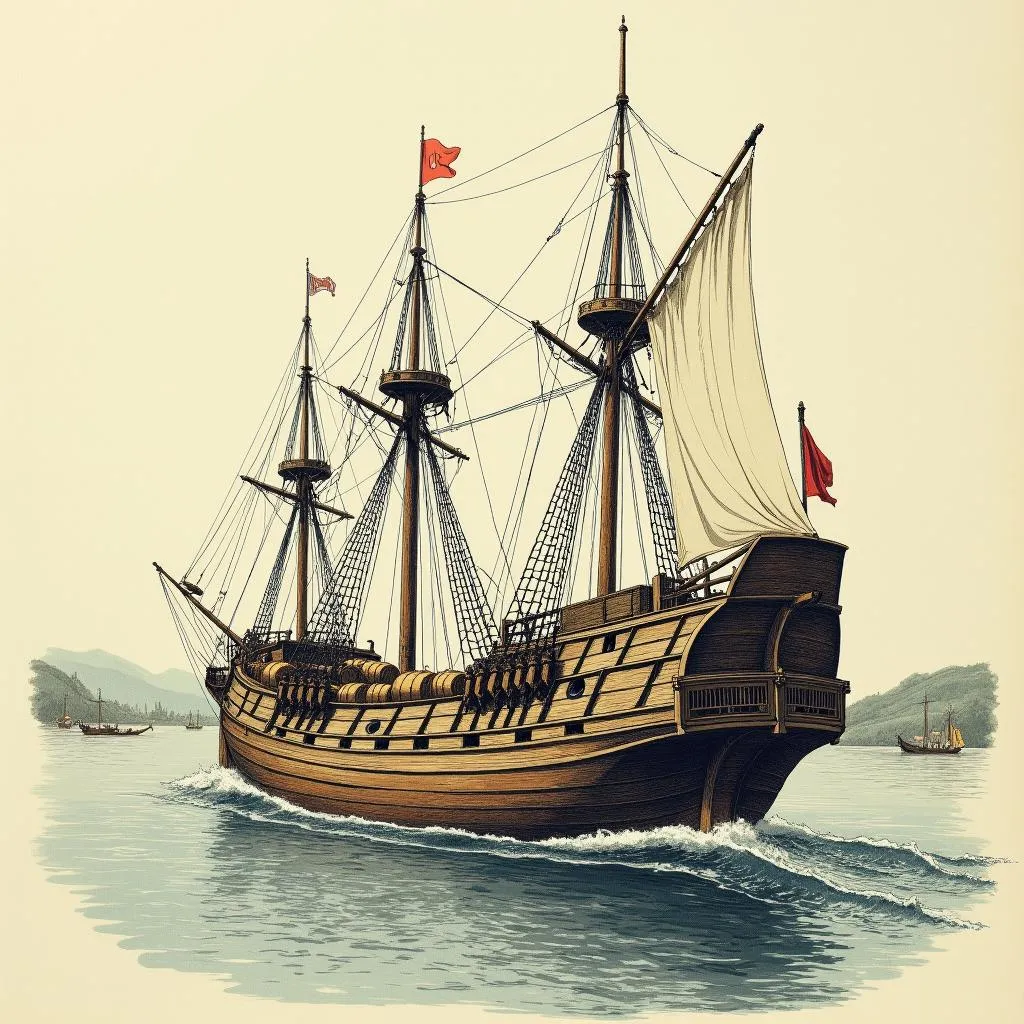 Historic river trade ship