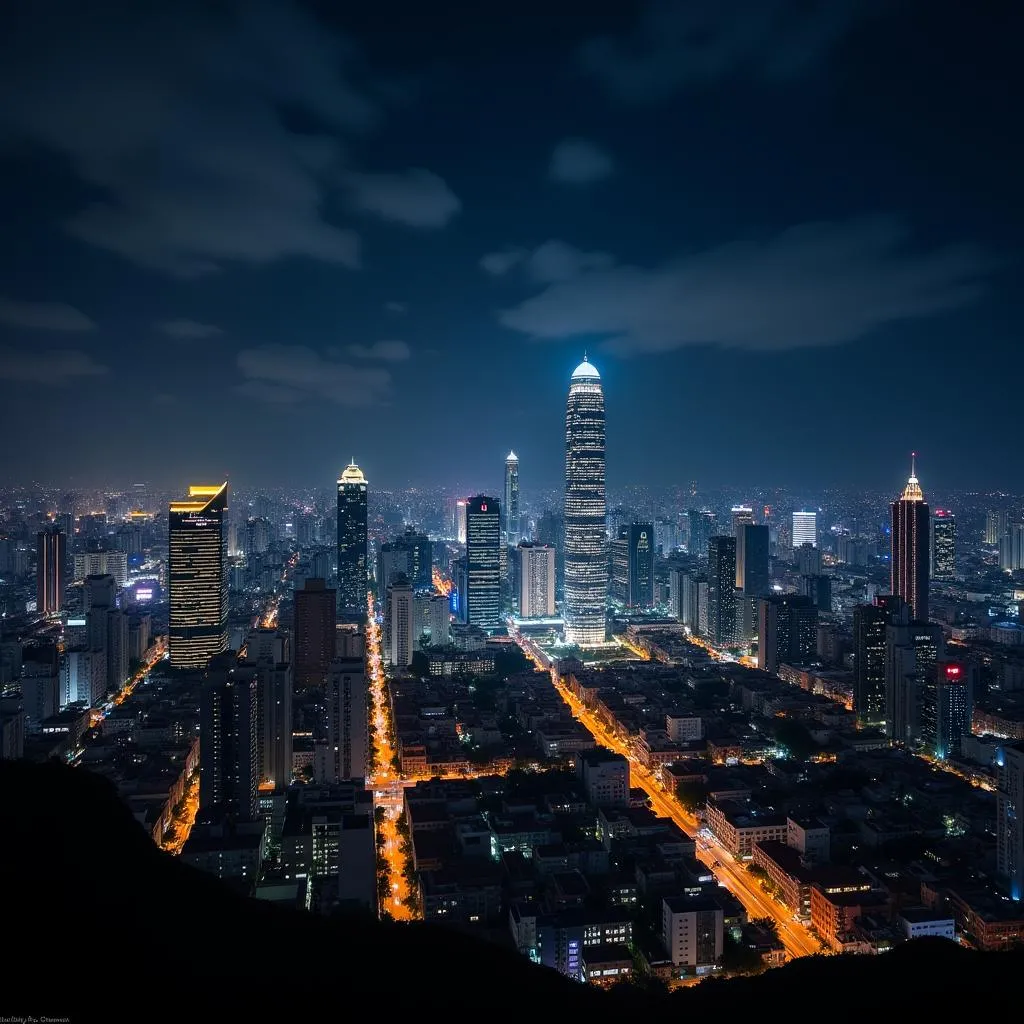 Ho Chi Minh City skyline illuminated at night