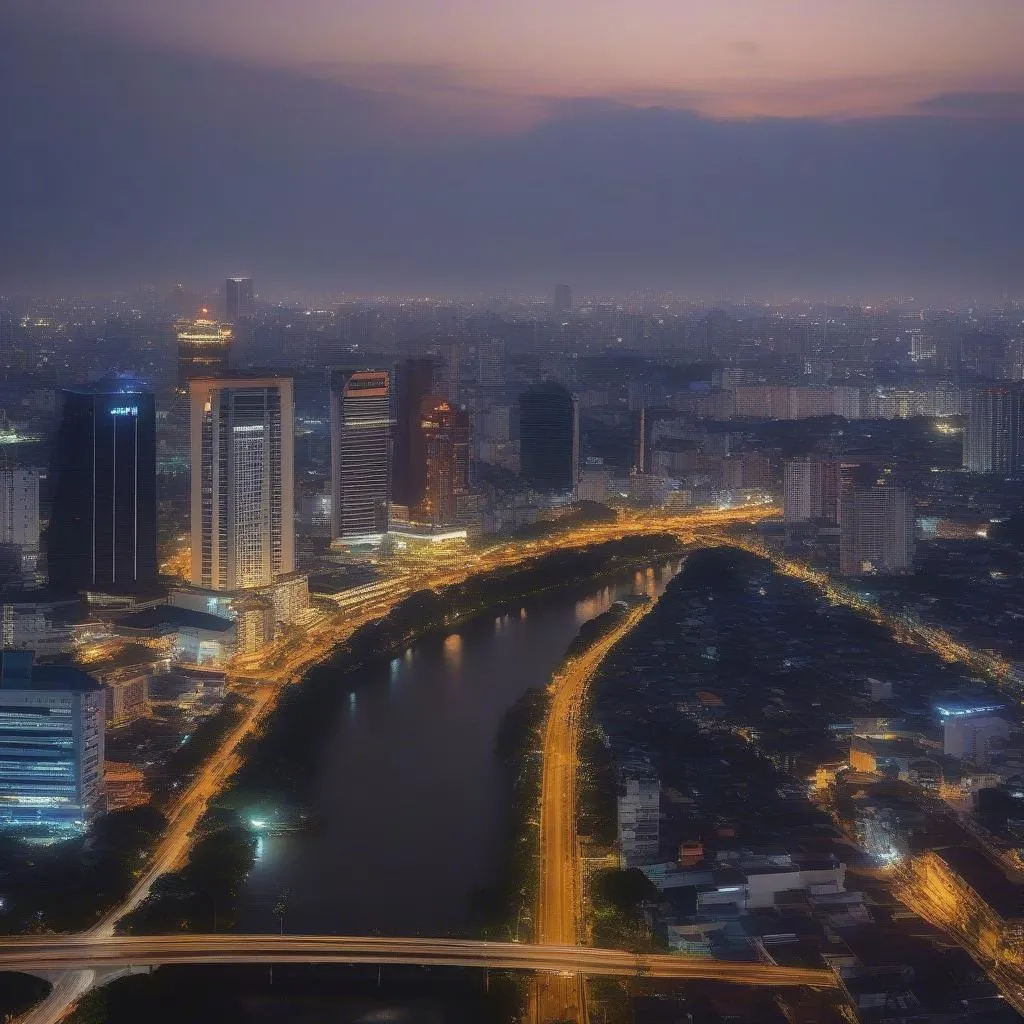 Vibrant Ho Chi Minh City skyline at dusk