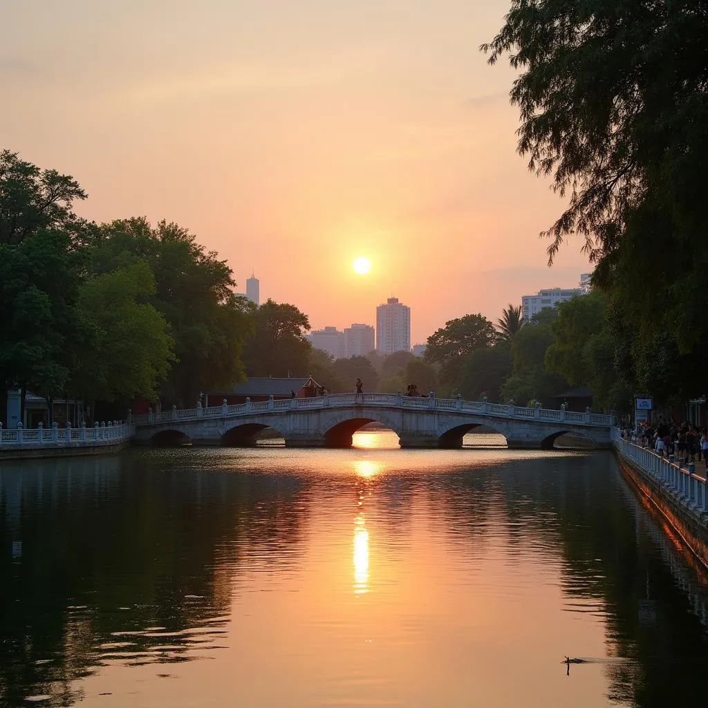 Tranquil Sunset at Hoan Kiem Lake, Hanoi