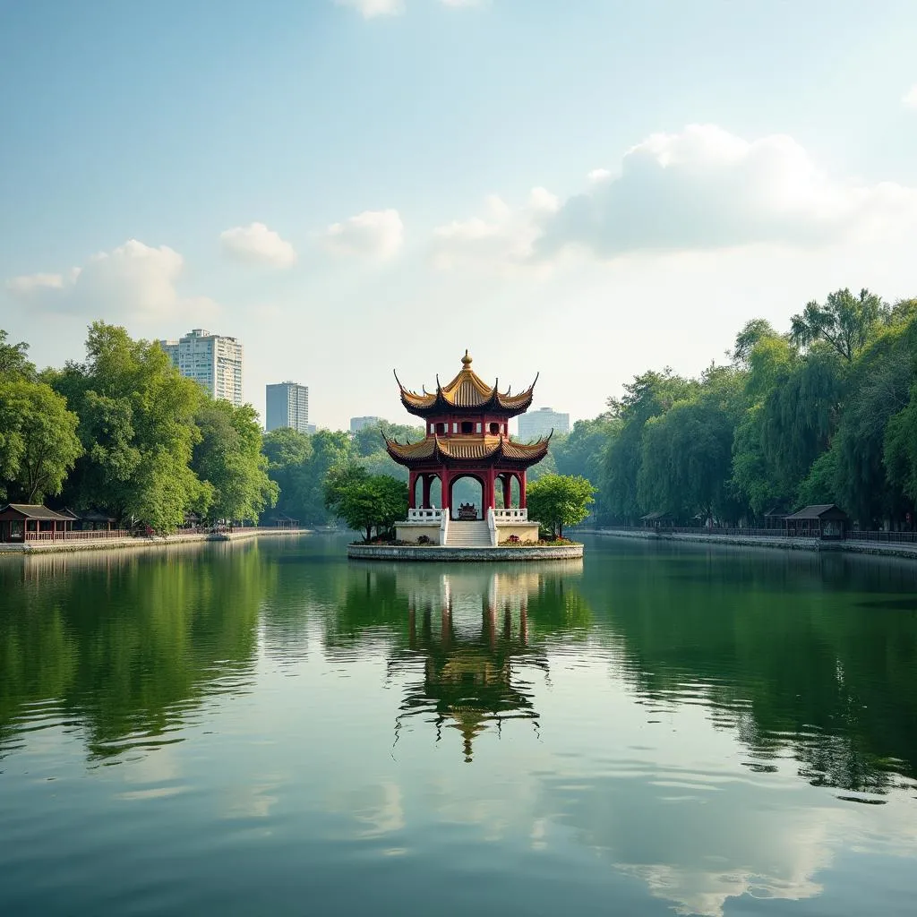 Hoan Kiem Lake in Hanoi, Vietnam