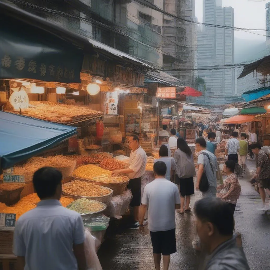 Hong Kong street food stalls