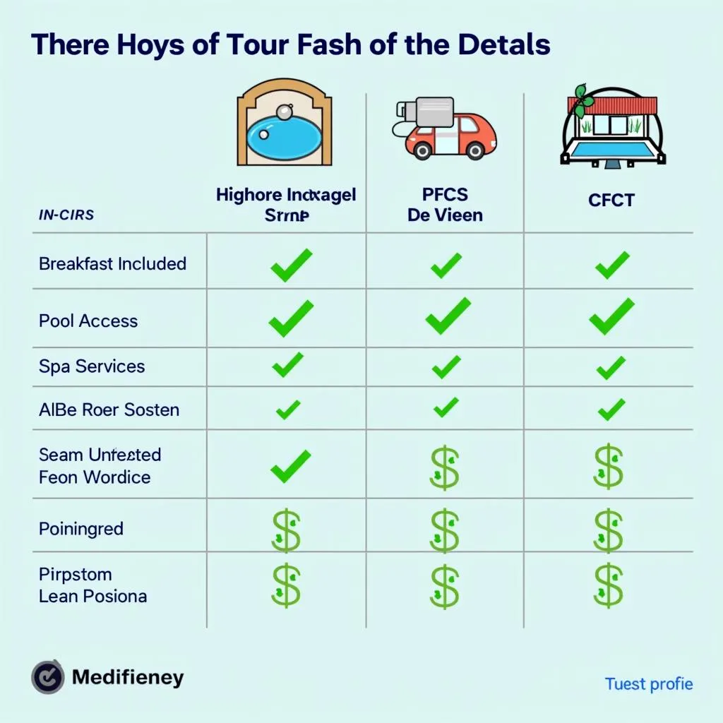 Hotel amenities comparison