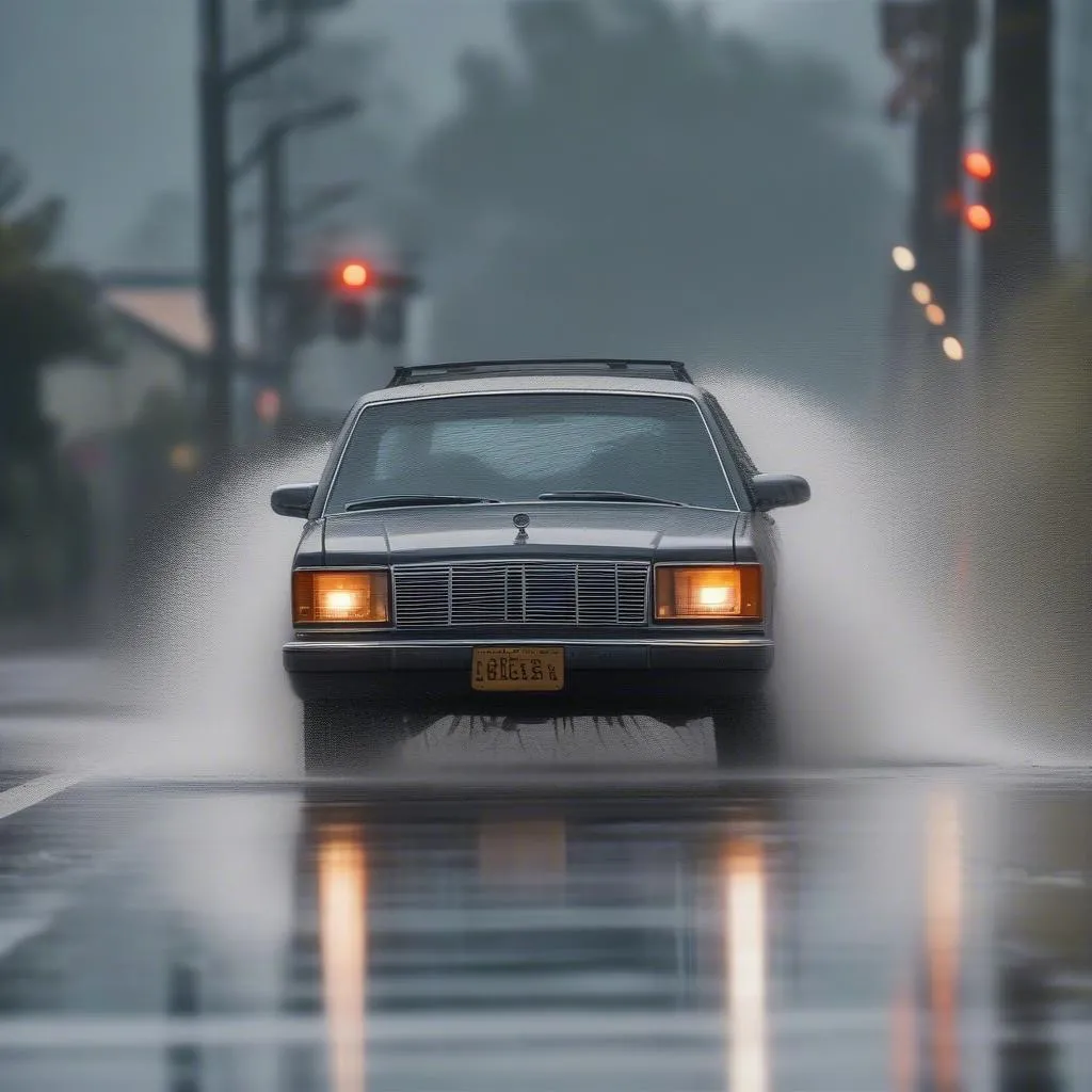 Hydroplaning Car