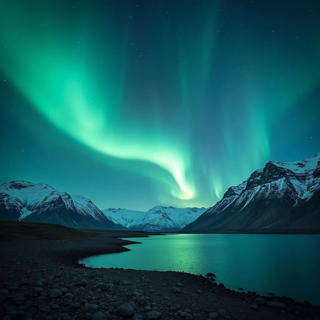 Iceland's Northern Lights illuminating the night sky