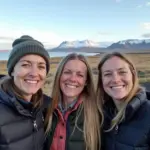 Tourists enjoying Icelandic landscape