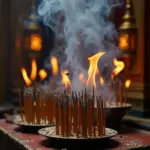 Incense burning at a Hanoi temple