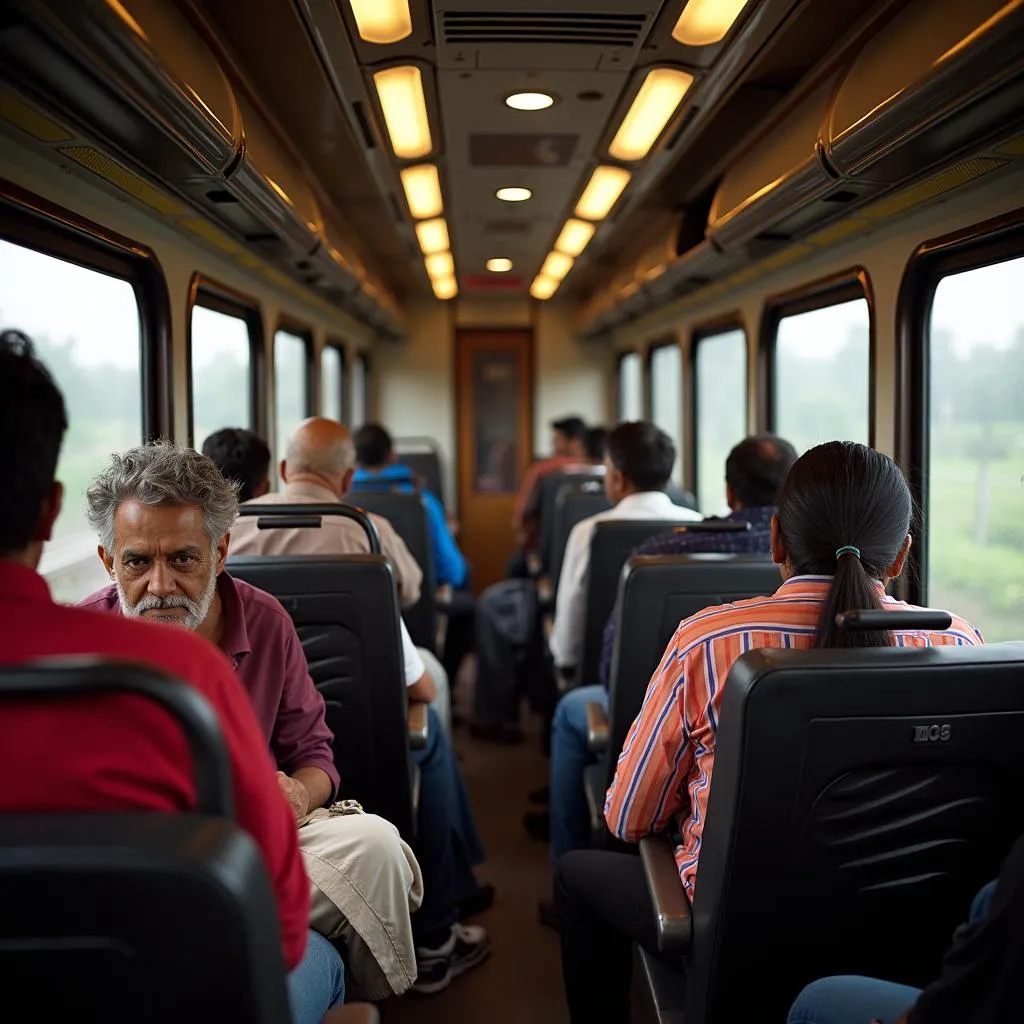 Passengers on an Indian train