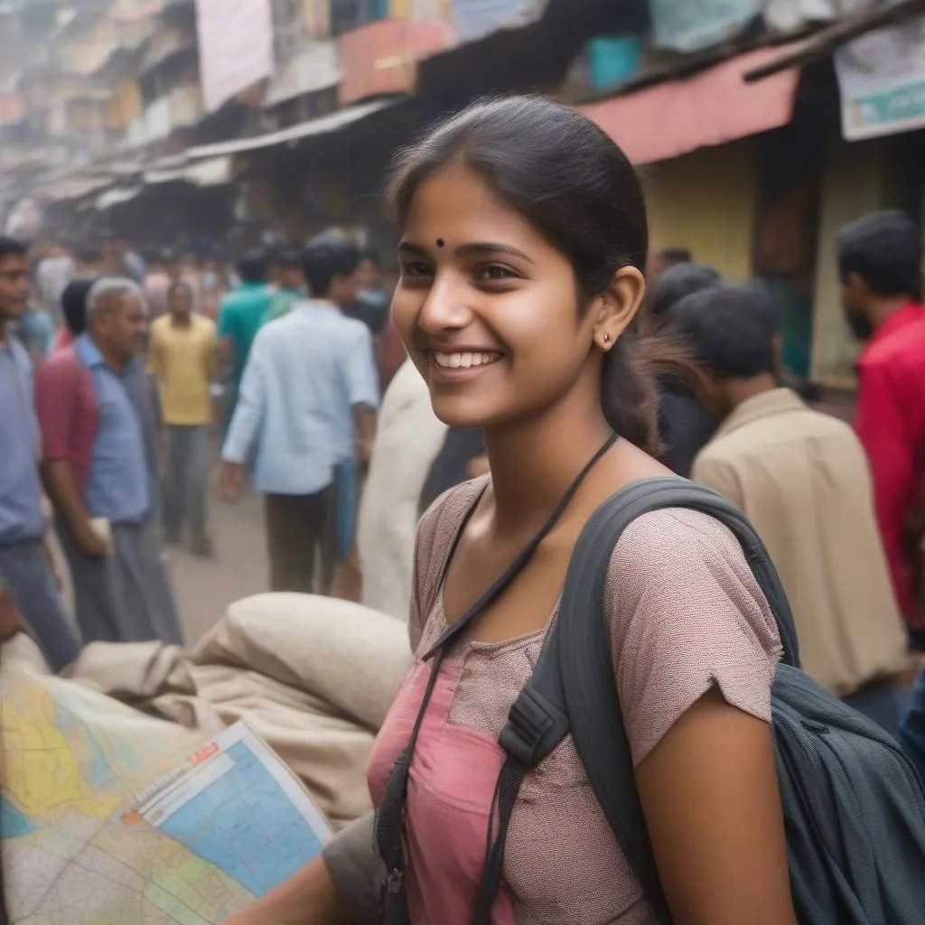 Indian backpacker traveling