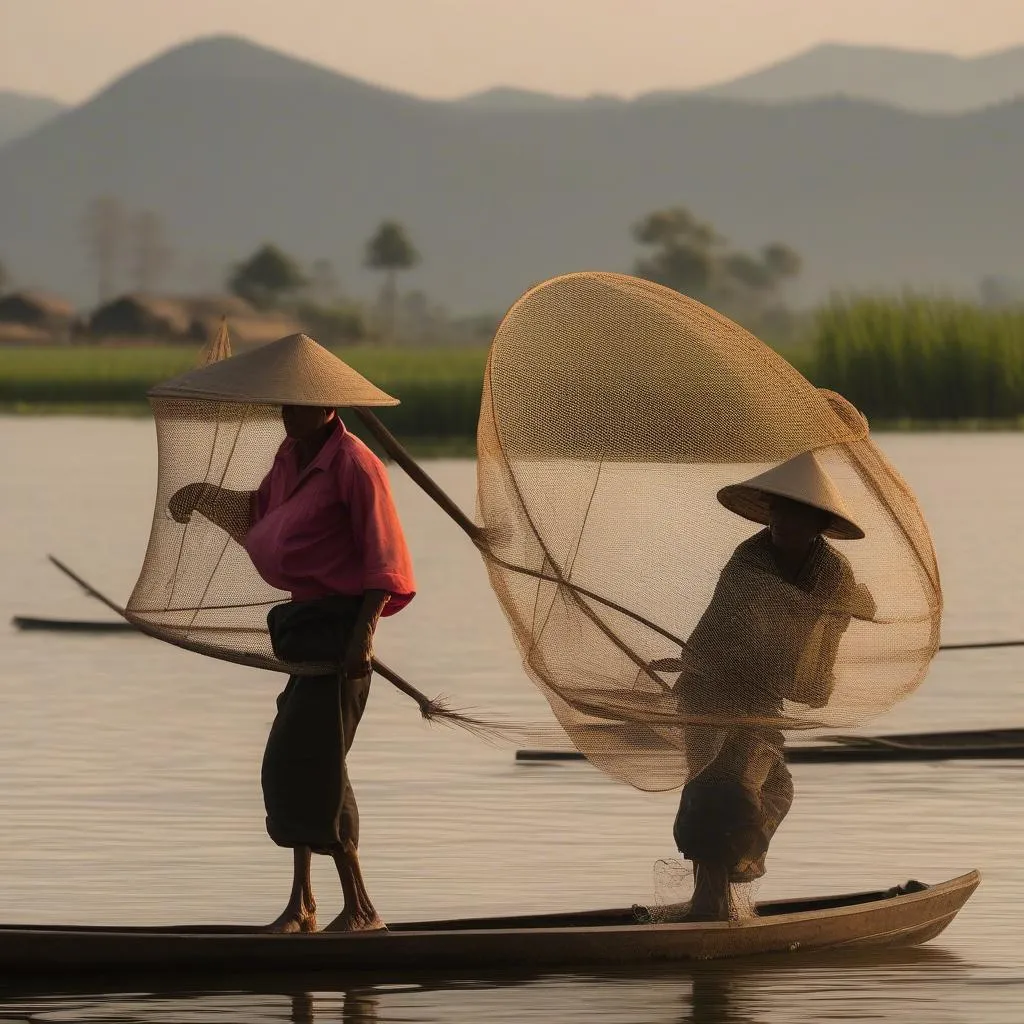 Inle Lake Leg-Rowing Fishermen