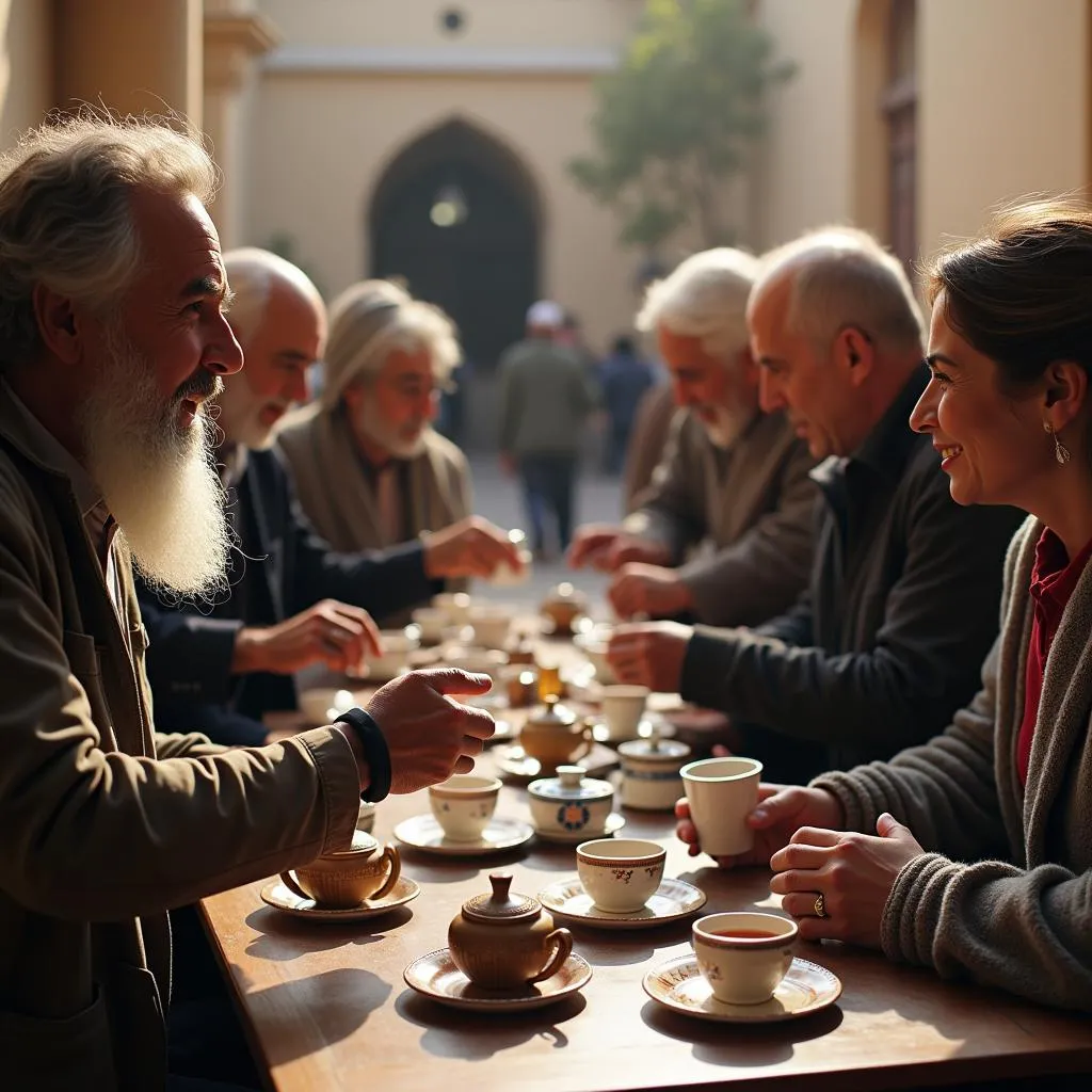 Iranians sharing tea in Yazd