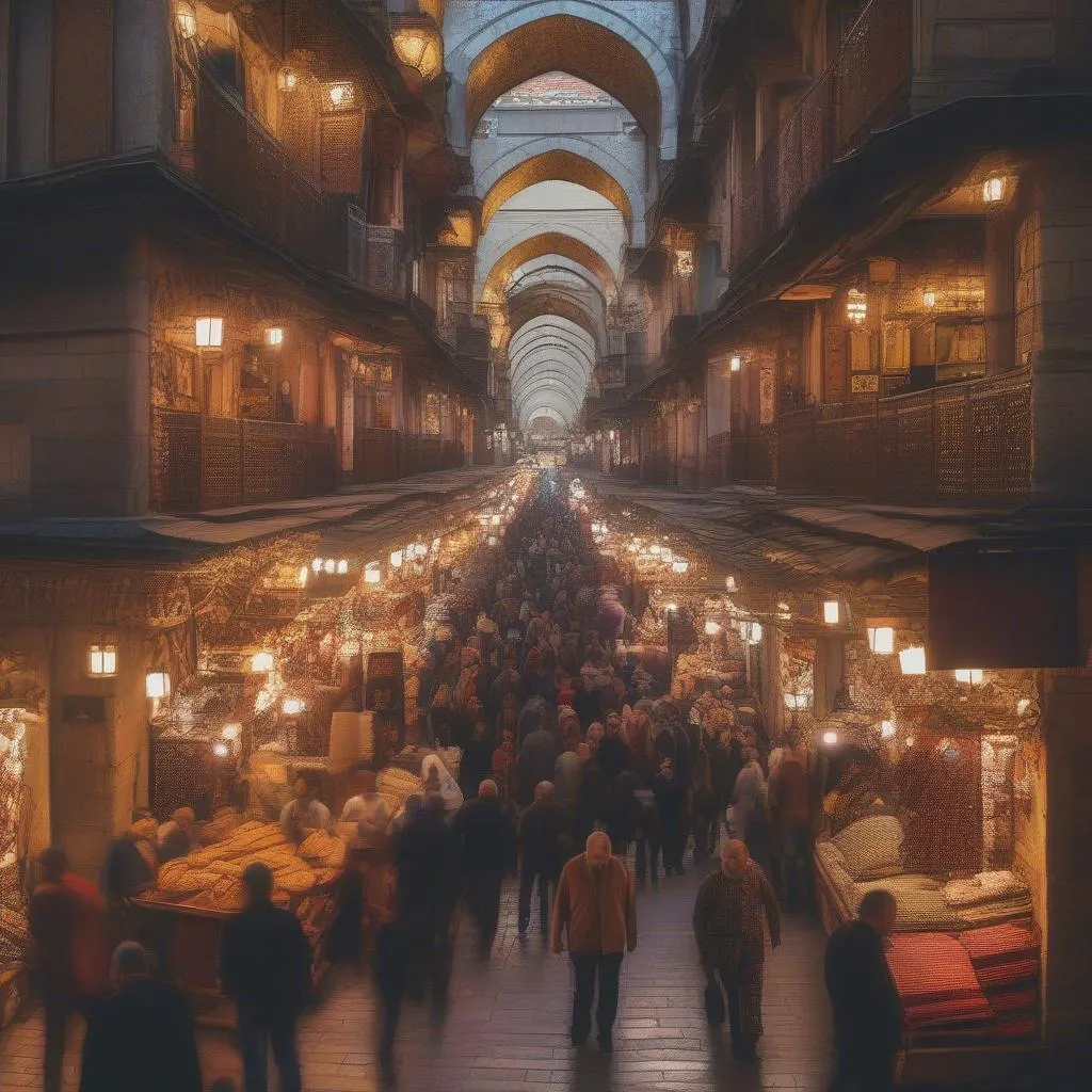 Muslim travelers exploring the Grand Bazaar in Istanbul