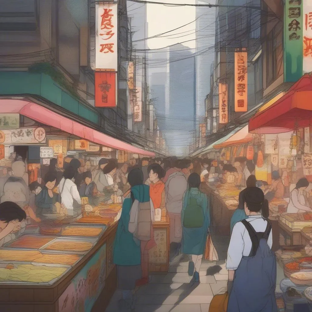 Vibrant Tokyo Street Food