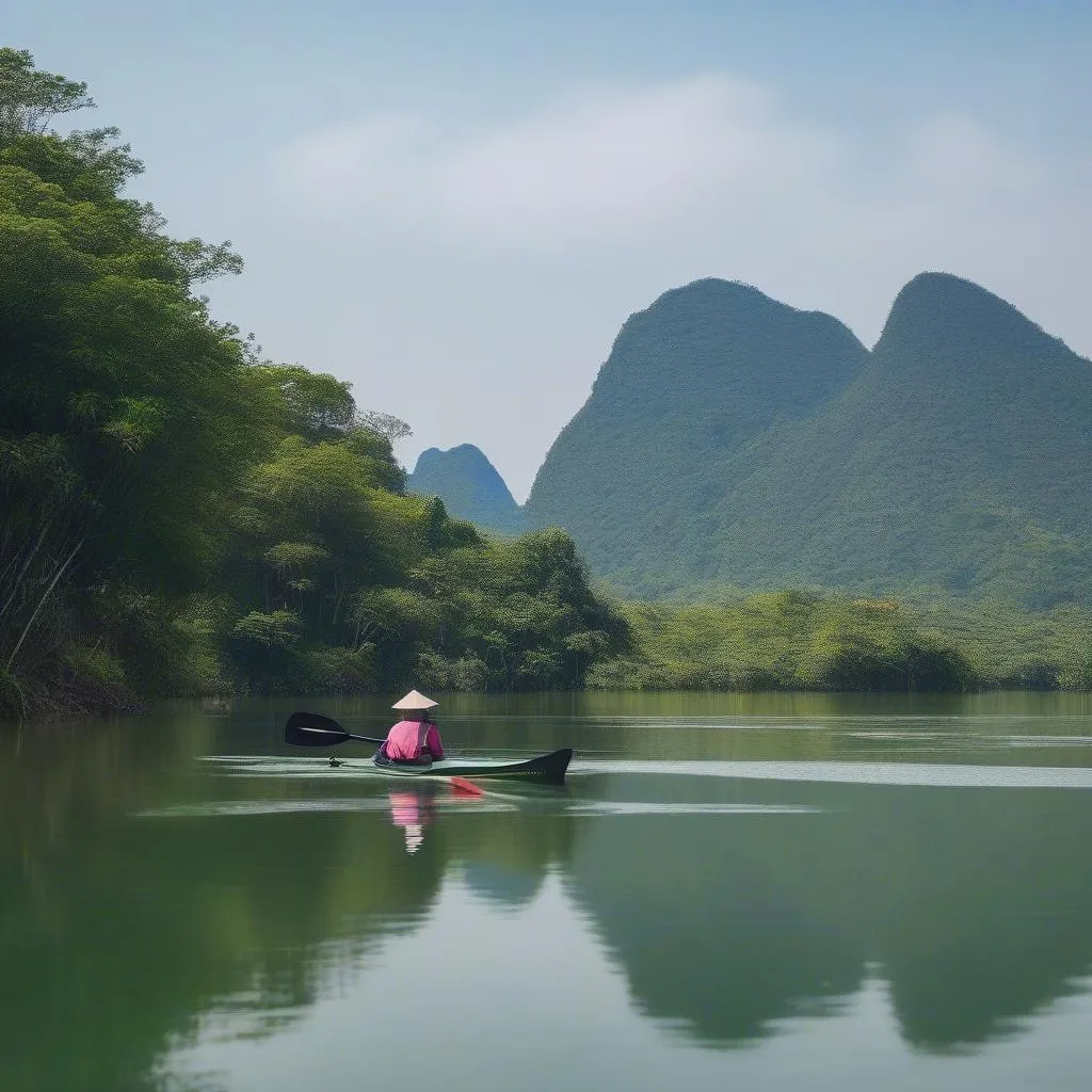 Kayaking on Binh Xuyen Lake