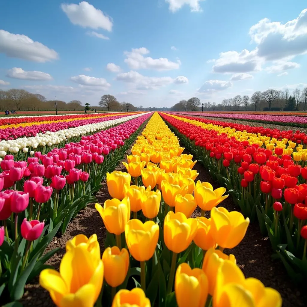 Vast Tulip Fields at Keukenhof Gardens