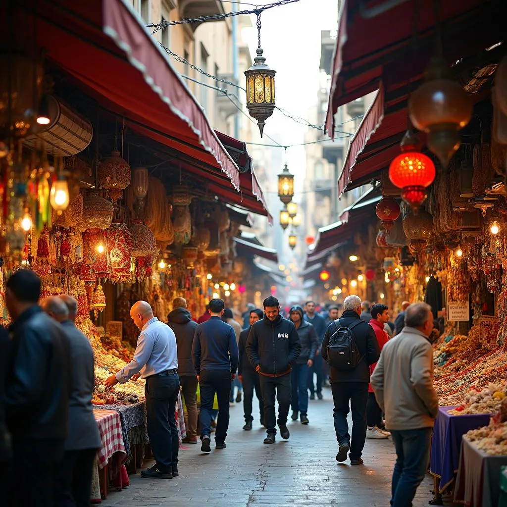 Bustling scene at Khan el-Khalili market