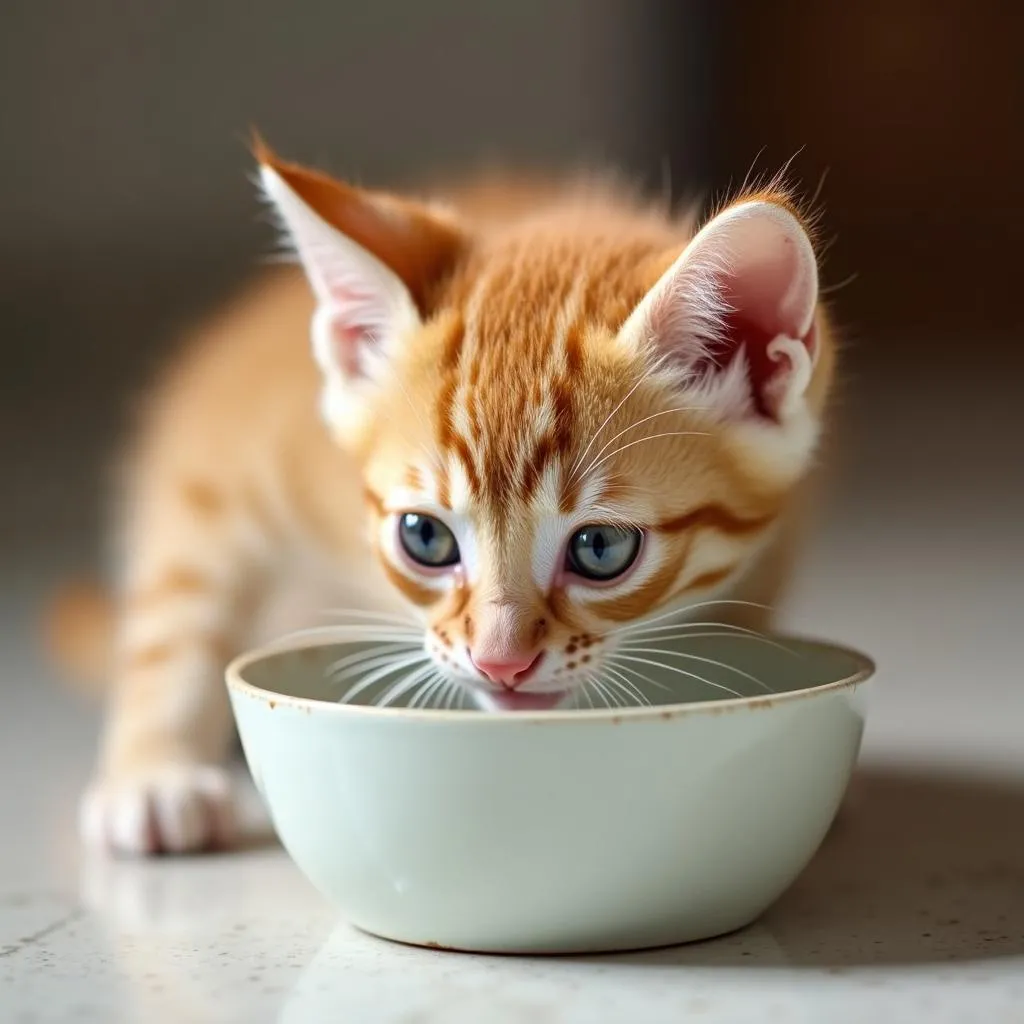 Kitten staying hydrated