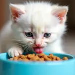 Kitten enjoying a meal