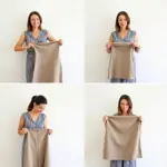 Woman folding dress using KonMari method