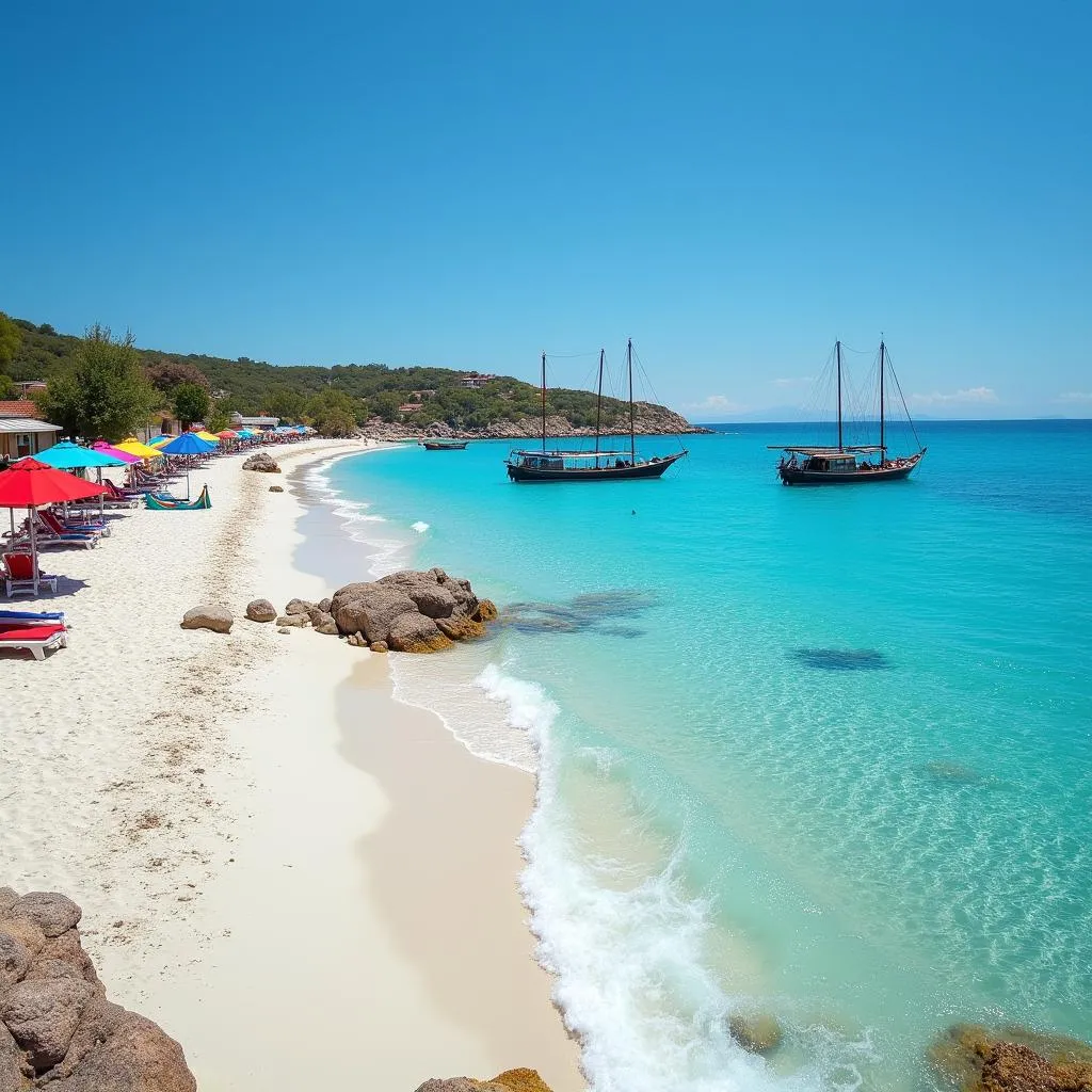 Idyllic beach scene in Ksamil, Albania